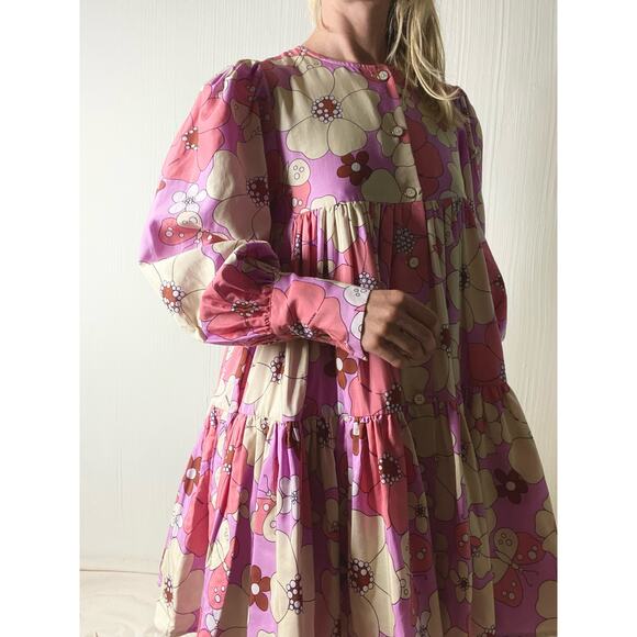 MANOUSH Silk Blend Groovy Floral Comic Strip Shirt Dress US 36 NWT $945 - Picture 3 of 16